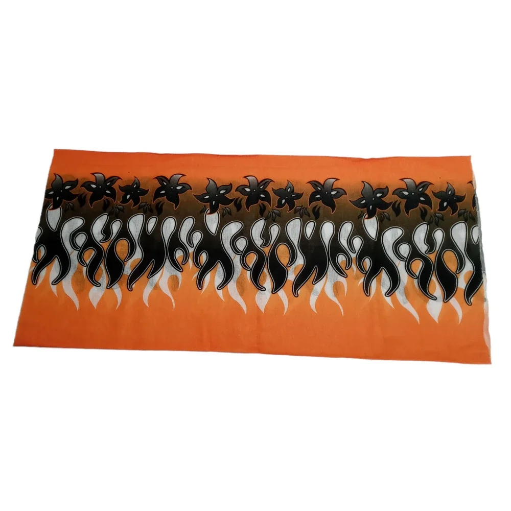 Orange Black Bandana Flames Face Mask Neck Gaiter Do Rag Halloween Costume